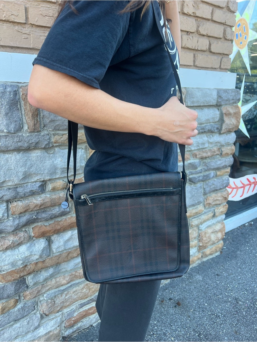 Womens's Brown Plaid Crossbody Bag - Classic Shoulder Messenger